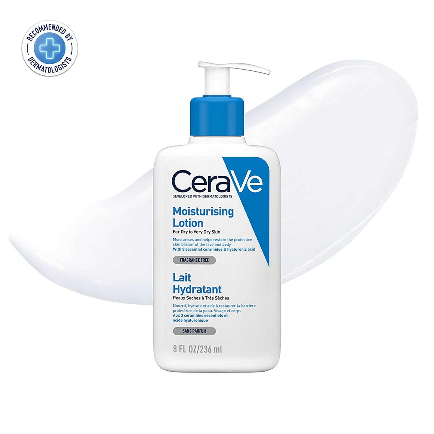 Cerave Körperlotion Mit Pumpspender, Für Trockene Bis Sehr Trockene Haut, Feuchtigkeitscreme Hyaluron Und 3 Essenziellen Ceramiden, Geeignet Bei Neurodermitis, 236 Ml