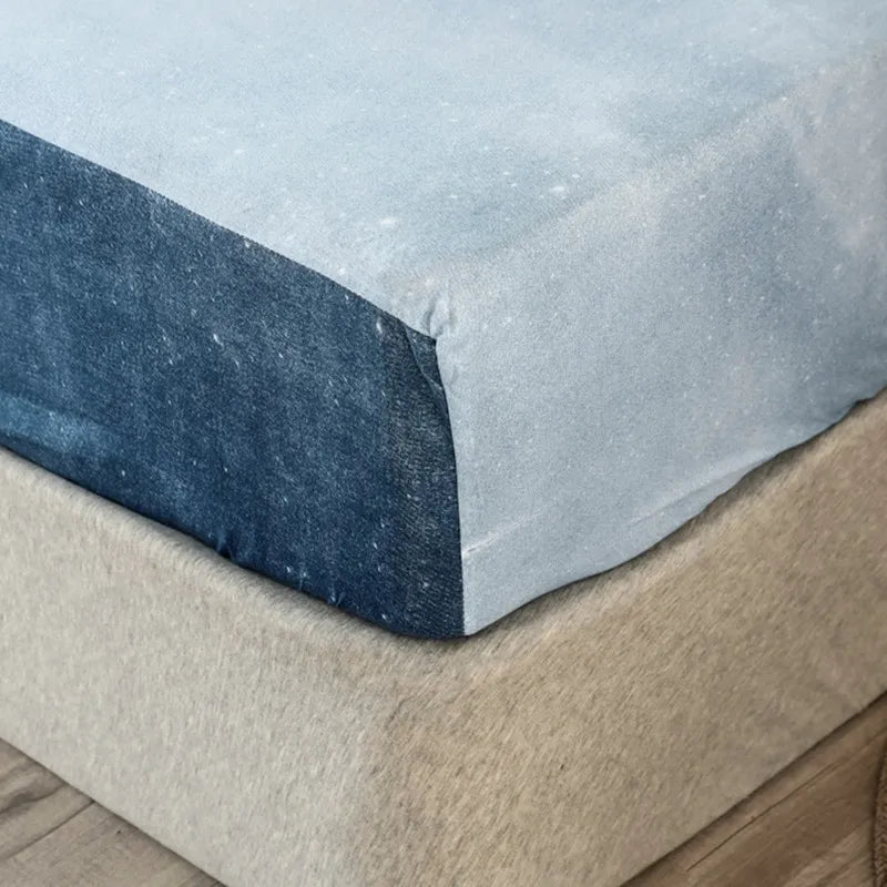 Bed Sheet Blue Night Sky Reactive Prined Bed Sheets and Pillowcase Drap De Lit Sheet on Elastic