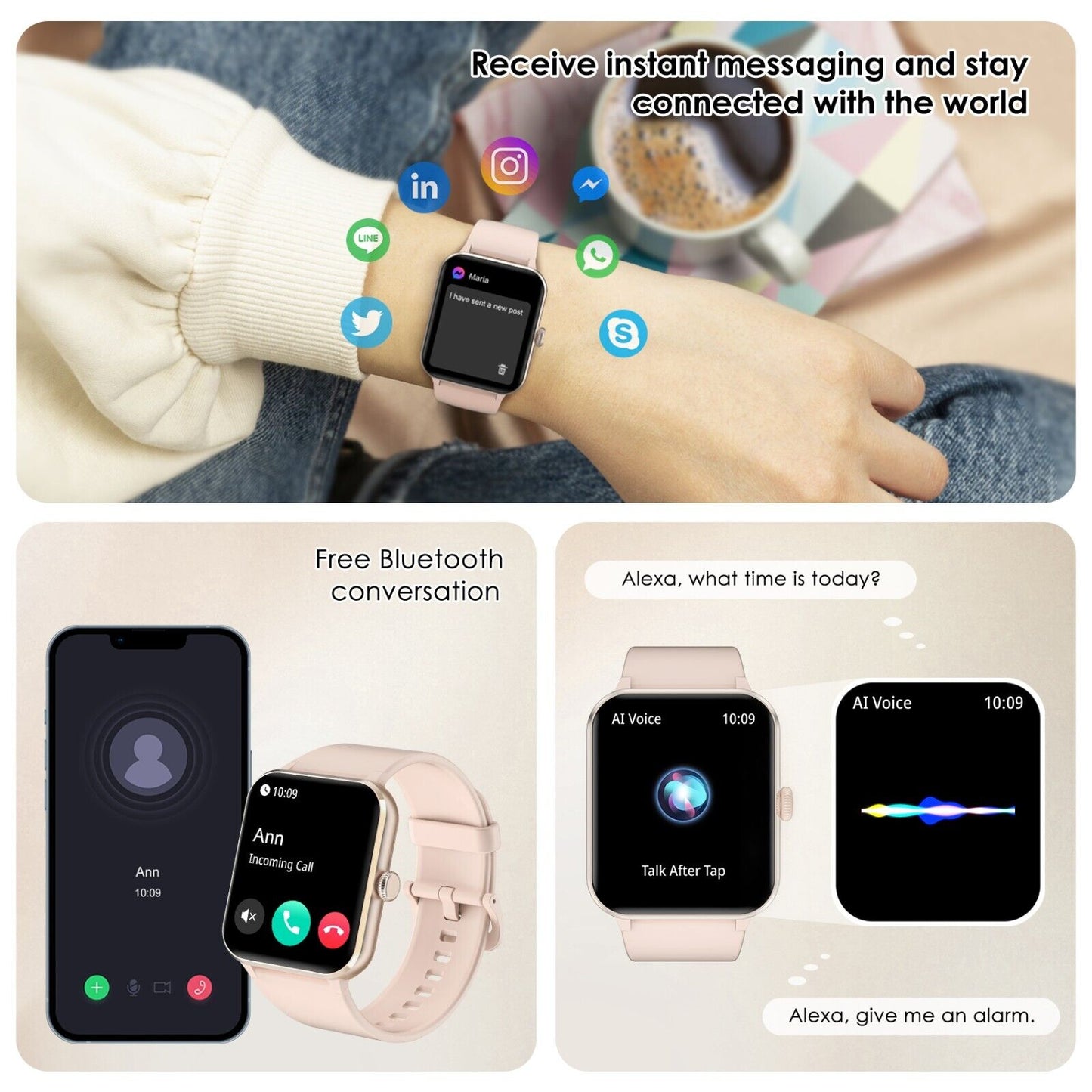 Blackview Smartwatch Damen Herren Mit Bluetooth Anrufe Fitnessuhr Für Android