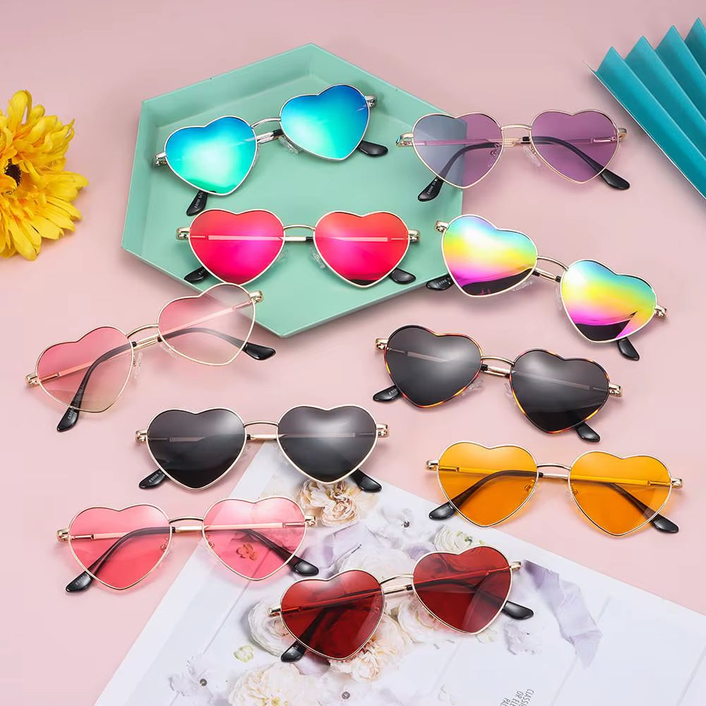 Metal Frame Heart-Shaped Glasses Women Heart Sunglasses UV400 Protection Polarized Glasses Shades Eyewear Fancy Accessories