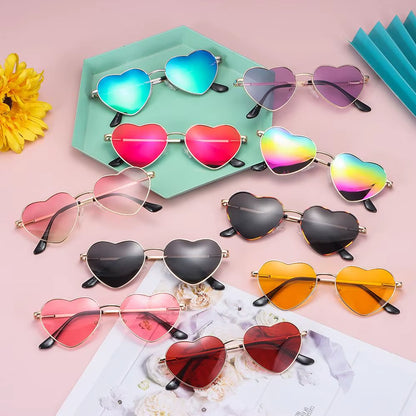 Metal Frame Heart-Shaped Glasses Women Heart Sunglasses UV400 Protection Polarized Glasses Shades Eyewear Fancy Accessories