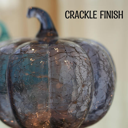 Indigoblaues Rissglas Kürbis Licht Mit LED Timer – Flackerndes Und Twinkle-Ef...