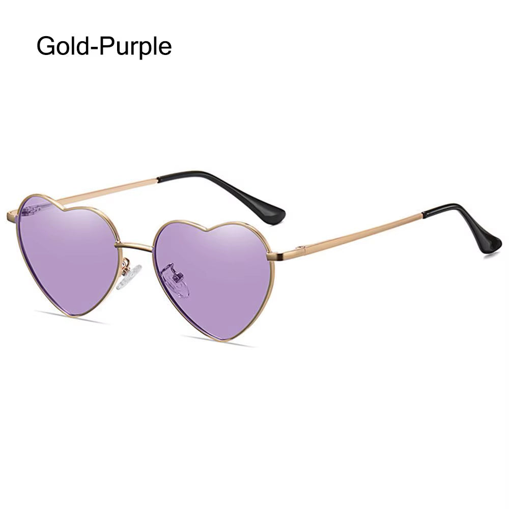 Metal Frame Heart-Shaped Glasses Women Heart Sunglasses UV400 Protection Polarized Glasses Shades Eyewear Fancy Accessories