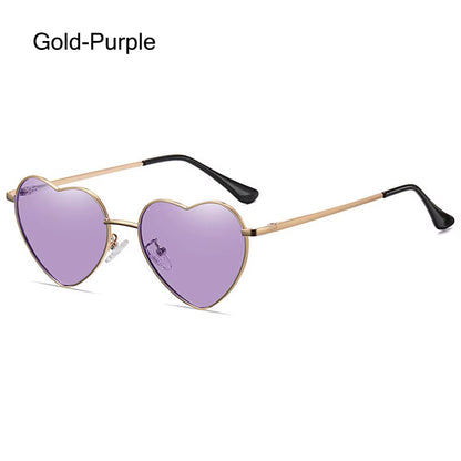 Metal Frame Heart-Shaped Glasses Women Heart Sunglasses UV400 Protection Polarized Glasses Shades Eyewear Fancy Accessories