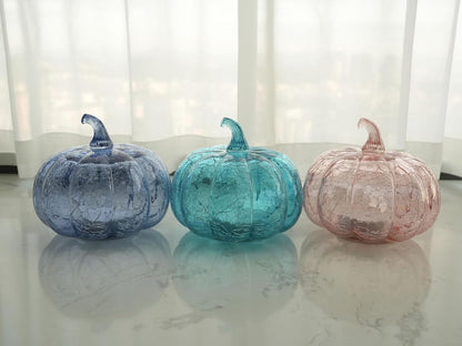 Indigoblaues Rissglas Kürbis Licht Mit LED Timer – Flackerndes Und Twinkle-Ef...