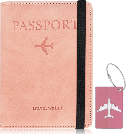 Stylish Pink Passport Cover with RFID Blocker - Your Travel Buddy for Passports, Credit Cards, and More!