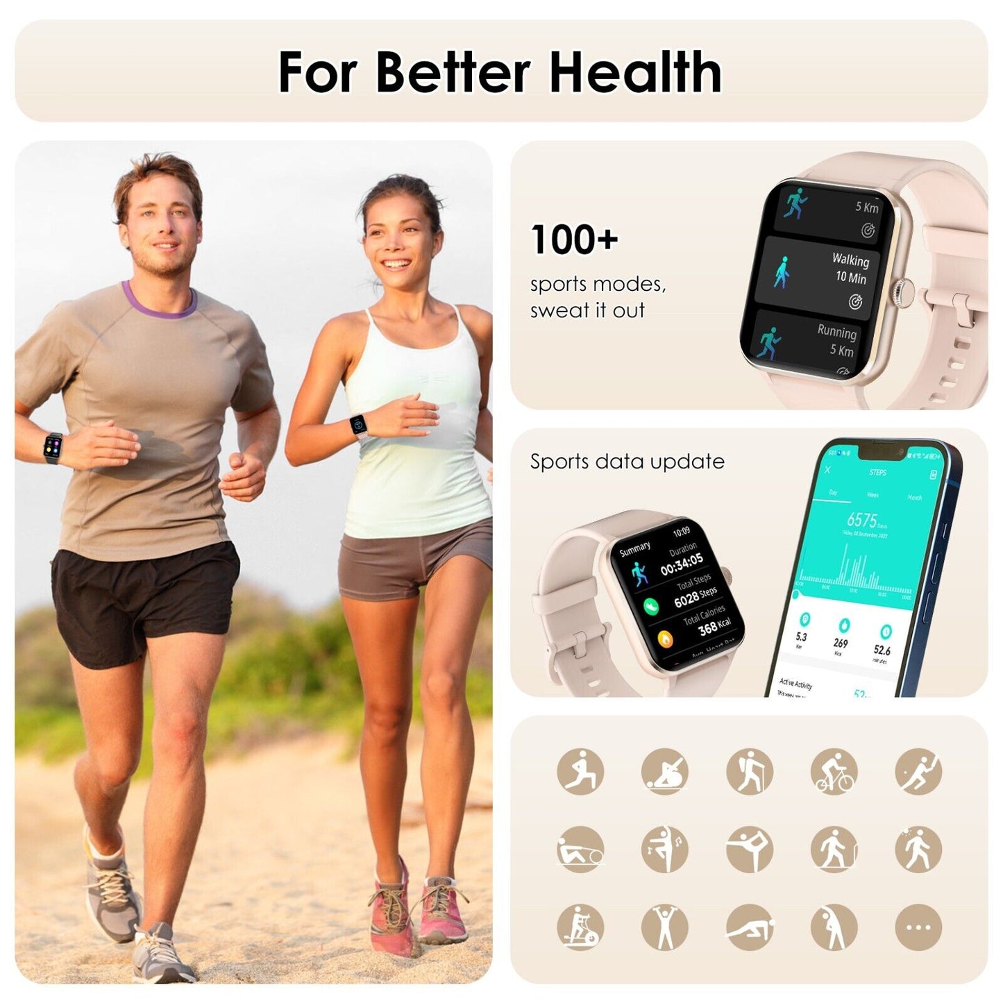 Blackview Smartwatch Damen Herren Mit Bluetooth Anrufe Fitnessuhr Für Android