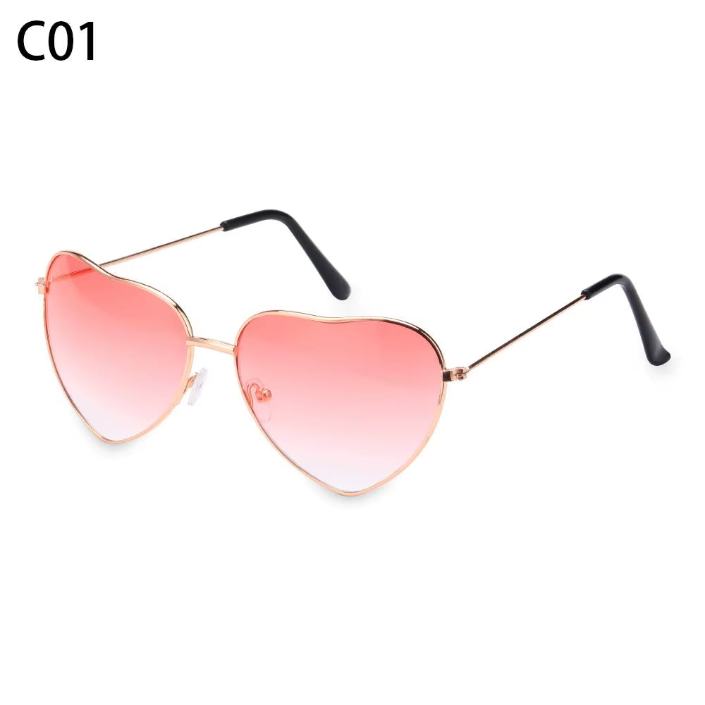 Metal Frame Heart-Shaped Glasses Women Heart Sunglasses UV400 Protection Polarized Glasses Shades Eyewear Fancy Accessories