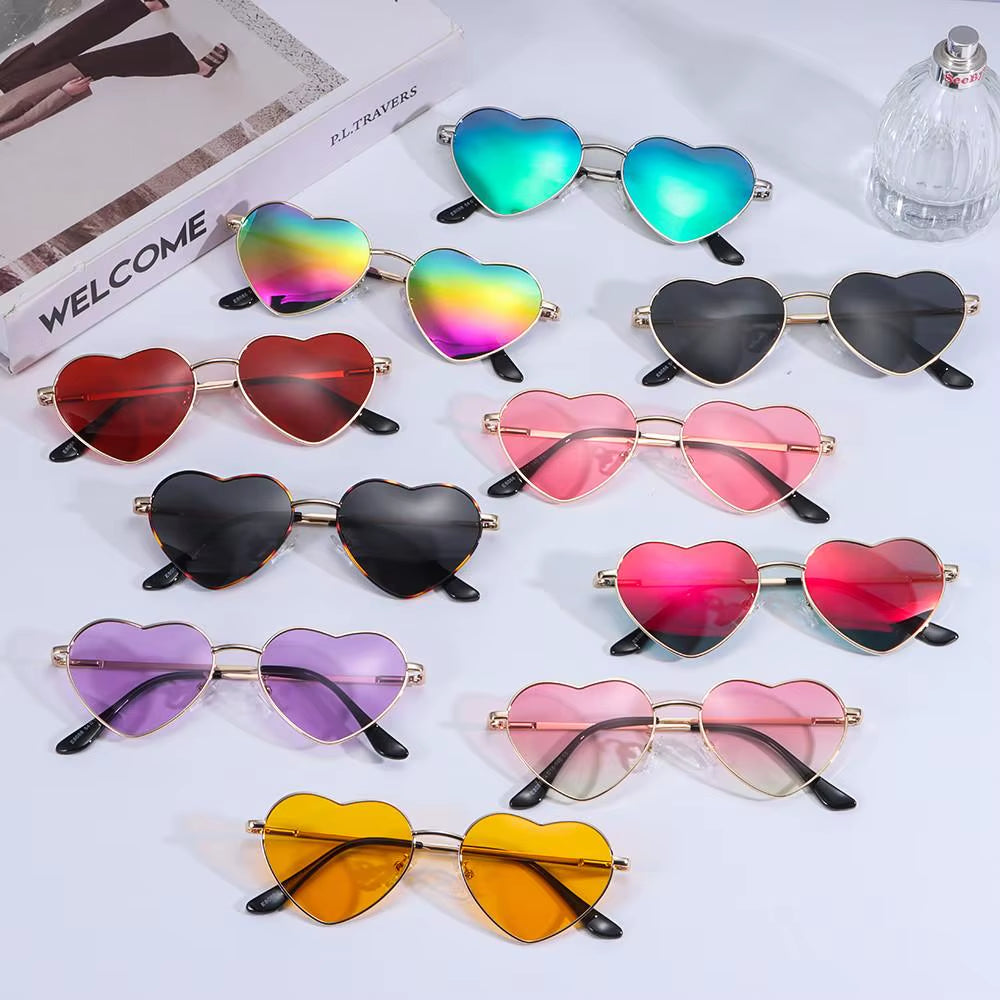 Metal Frame Heart-Shaped Glasses Women Heart Sunglasses UV400 Protection Polarized Glasses Shades Eyewear Fancy Accessories
