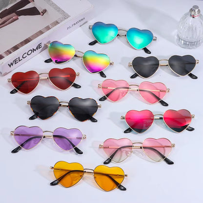 Metal Frame Heart-Shaped Glasses Women Heart Sunglasses UV400 Protection Polarized Glasses Shades Eyewear Fancy Accessories