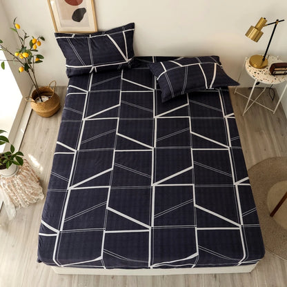 Bed Sheet Blue Night Sky Reactive Prined Bed Sheets and Pillowcase Drap De Lit Sheet on Elastic