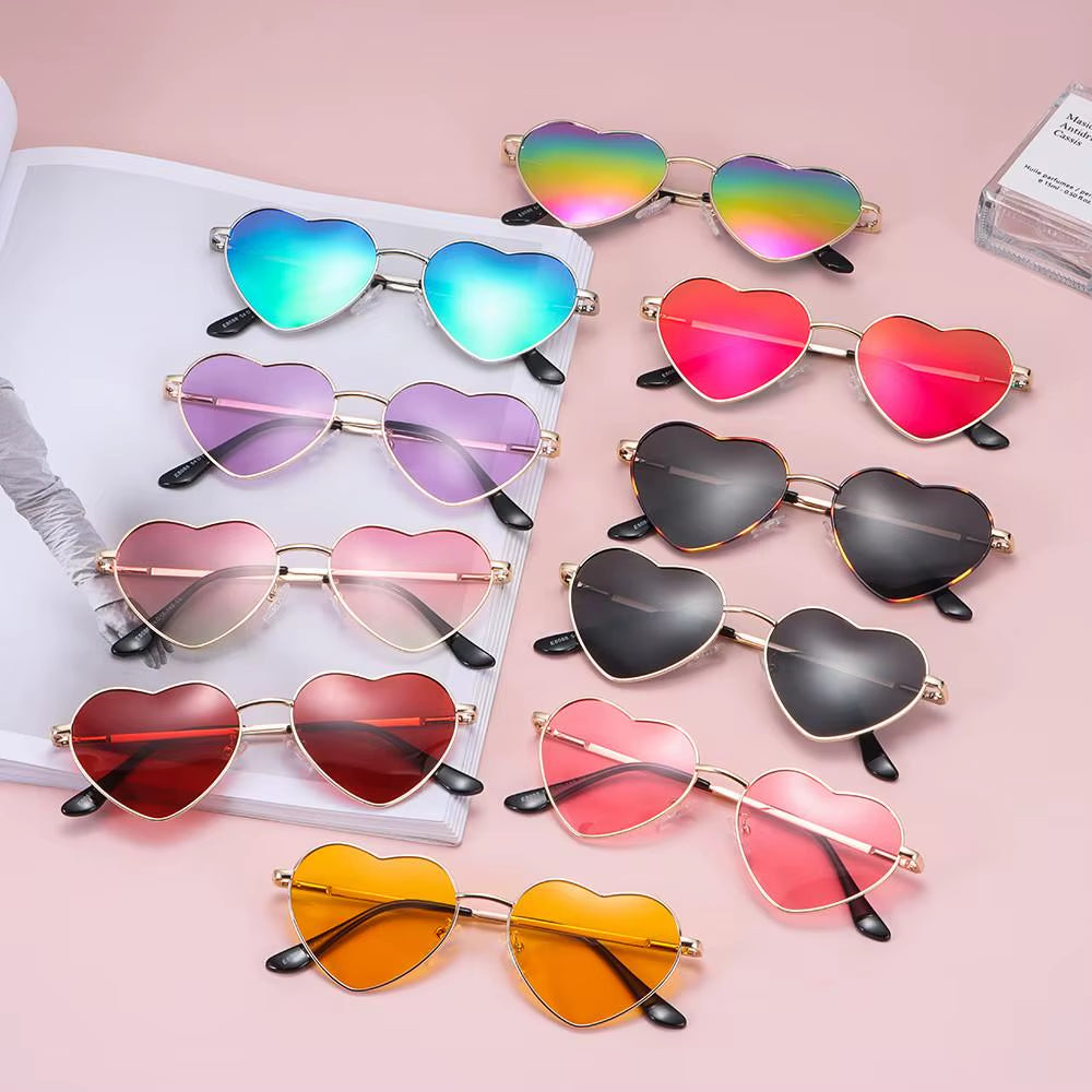 Metal Frame Heart-Shaped Glasses Women Heart Sunglasses UV400 Protection Polarized Glasses Shades Eyewear Fancy Accessories