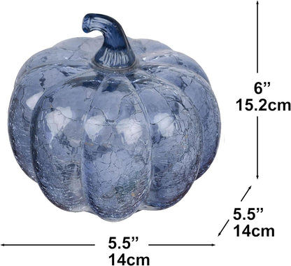 Indigoblaues Rissglas Kürbis Licht Mit LED Timer – Flackerndes Und Twinkle-Ef...