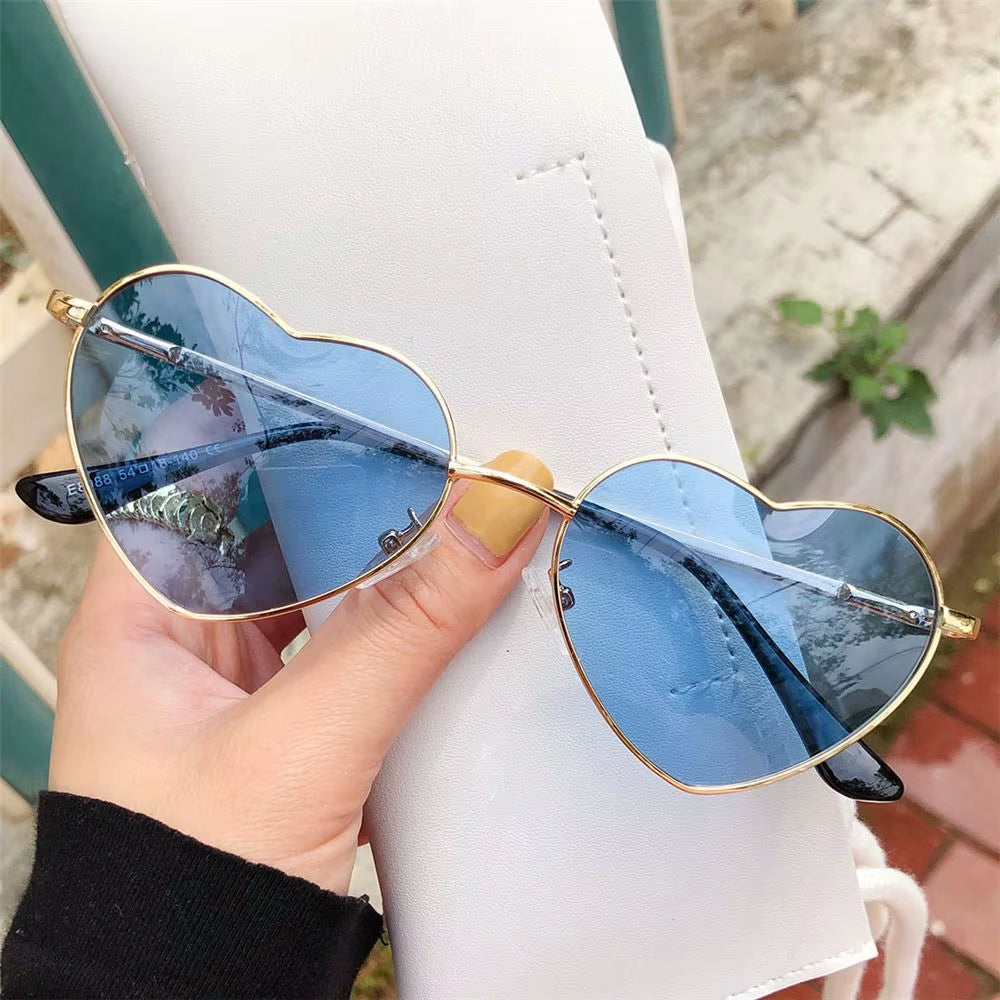 Metal Frame Heart-Shaped Glasses Women Heart Sunglasses UV400 Protection Polarized Glasses Shades Eyewear Fancy Accessories