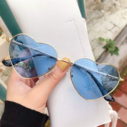 Metal Frame Heart-Shaped Glasses Women Heart Sunglasses UV400 Protection Polarized Glasses Shades Eyewear Fancy Accessories