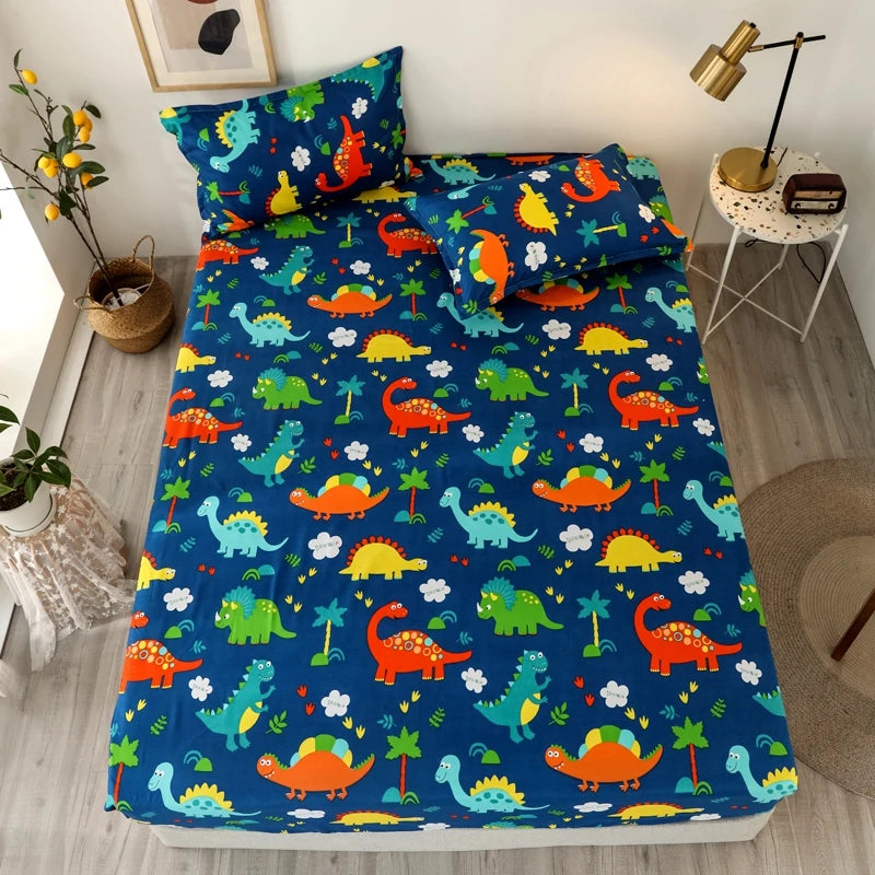 Bed Sheet Blue Night Sky Reactive Prined Bed Sheets and Pillowcase Drap De Lit Sheet on Elastic