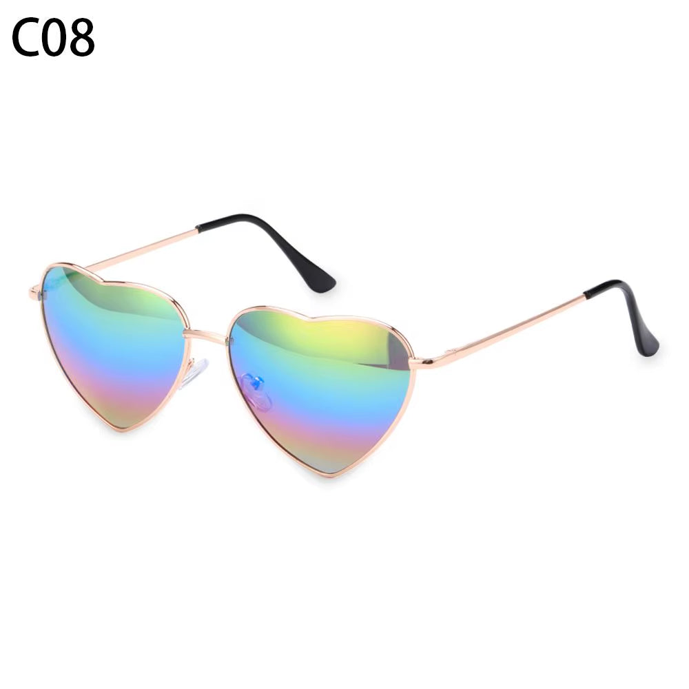 Metal Frame Heart-Shaped Glasses Women Heart Sunglasses UV400 Protection Polarized Glasses Shades Eyewear Fancy Accessories