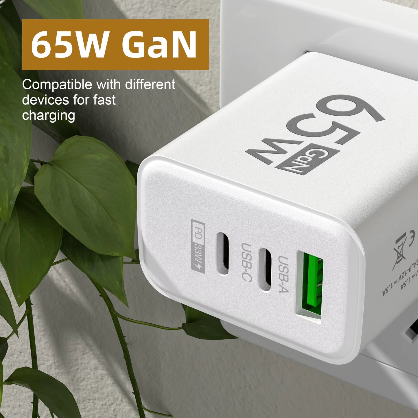 65W Gan USB Fast Charging Type C PD Charger Quick Charger 3.0 Mobile Phone Power Adapter for Iphone 14 13 Xiaomi Samsung Oneplus