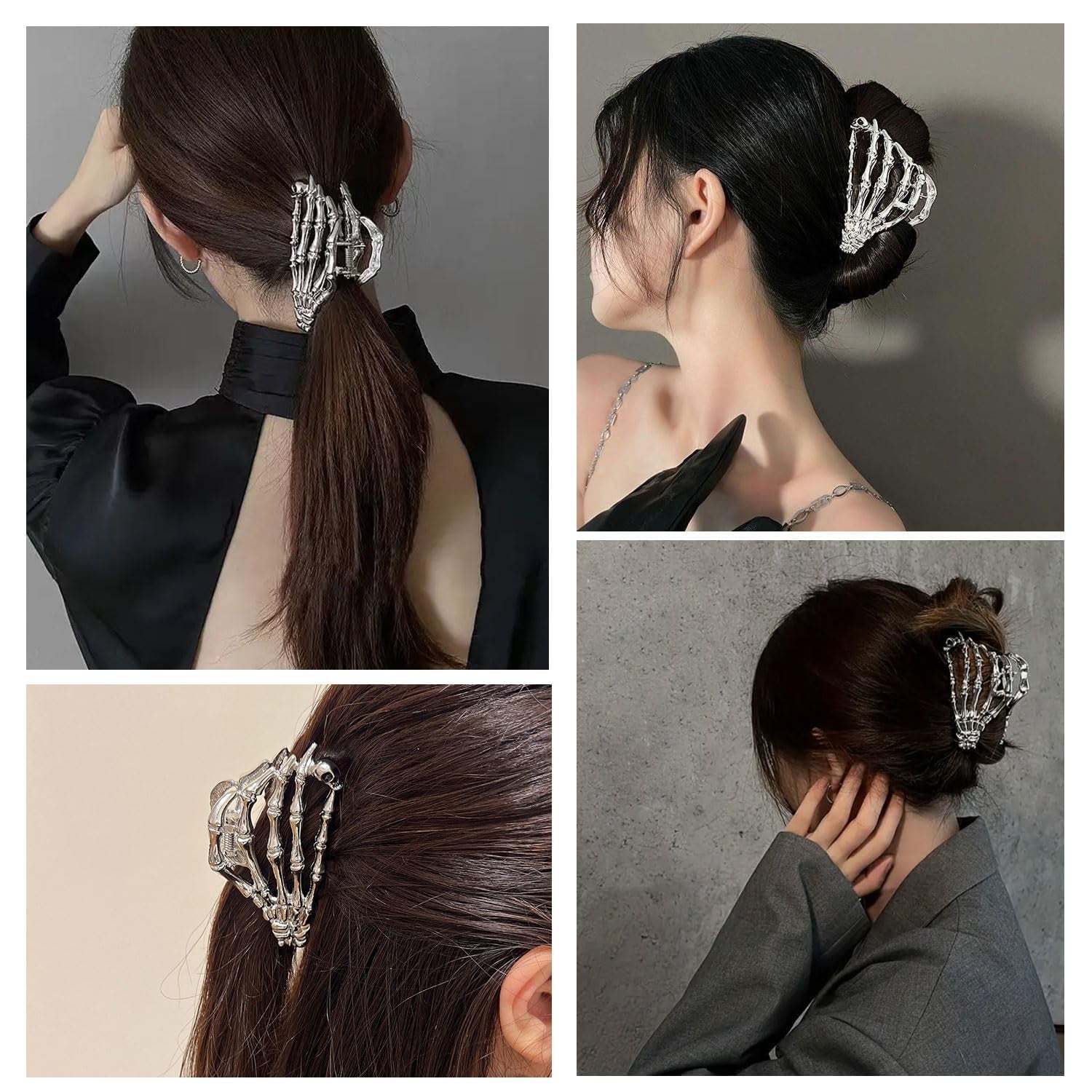 Halloween Haarspangen, Halloween Skelett Haarspangen, Silber Stilvolle Totenkopf Haarklammern Aus Metall, Haarschmuck Halloween, Halloween Haarschmuck Für Frauen Und Mädchen