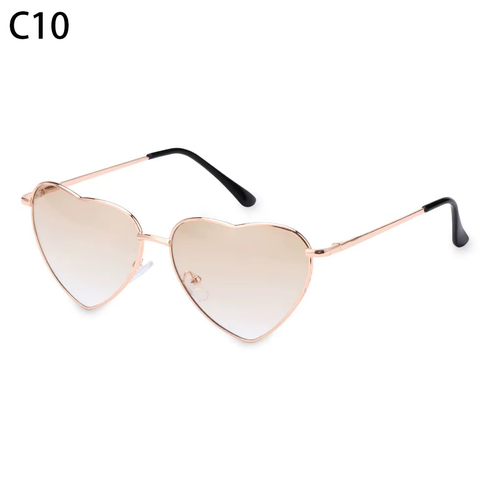 Metal Frame Heart-Shaped Glasses Women Heart Sunglasses UV400 Protection Polarized Glasses Shades Eyewear Fancy Accessories