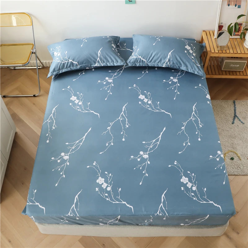 Bed Sheet Blue Night Sky Reactive Prined Bed Sheets and Pillowcase Drap De Lit Sheet on Elastic