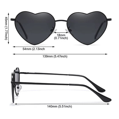 Metal Frame Heart-Shaped Glasses Women Heart Sunglasses UV400 Protection Polarized Glasses Shades Eyewear Fancy Accessories