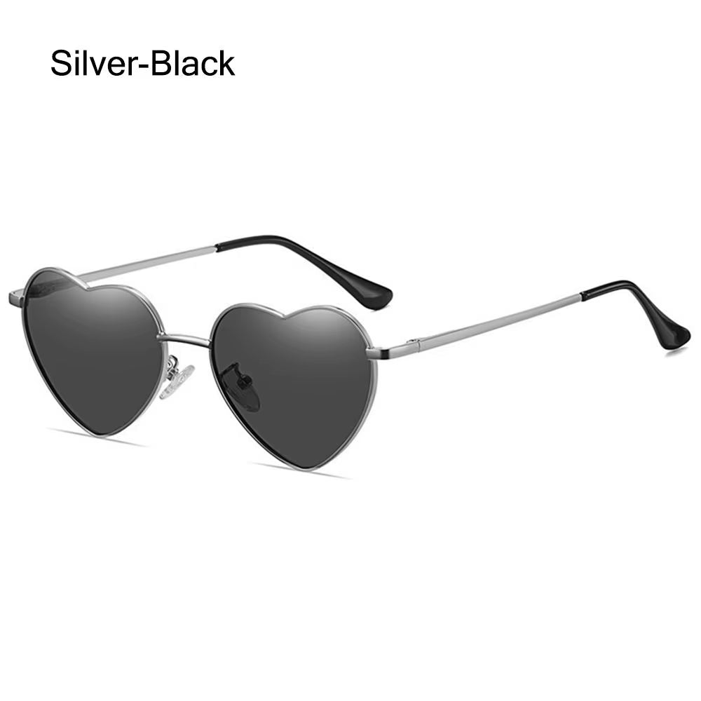 Metal Frame Heart-Shaped Glasses Women Heart Sunglasses UV400 Protection Polarized Glasses Shades Eyewear Fancy Accessories