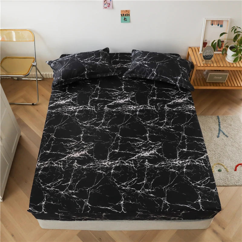 Bed Sheet Blue Night Sky Reactive Prined Bed Sheets and Pillowcase Drap De Lit Sheet on Elastic