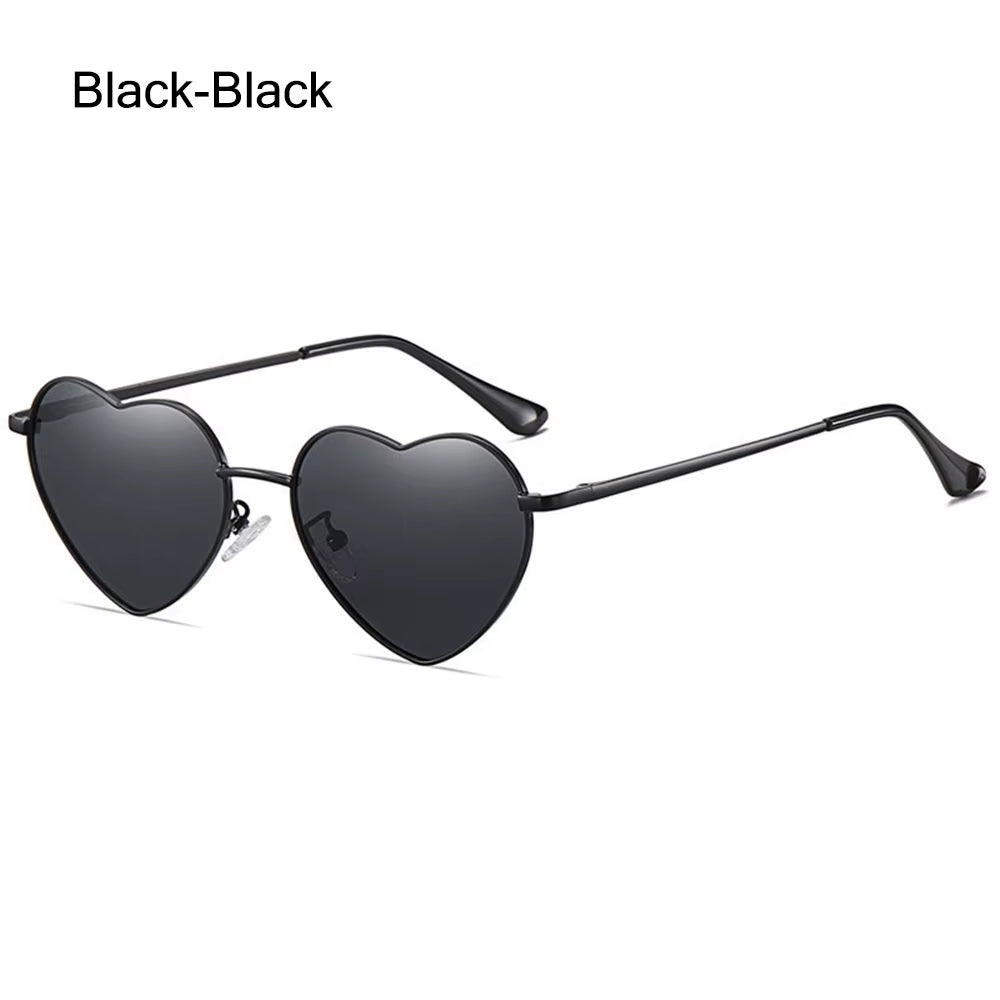 Metal Frame Heart-Shaped Glasses Women Heart Sunglasses UV400 Protection Polarized Glasses Shades Eyewear Fancy Accessories