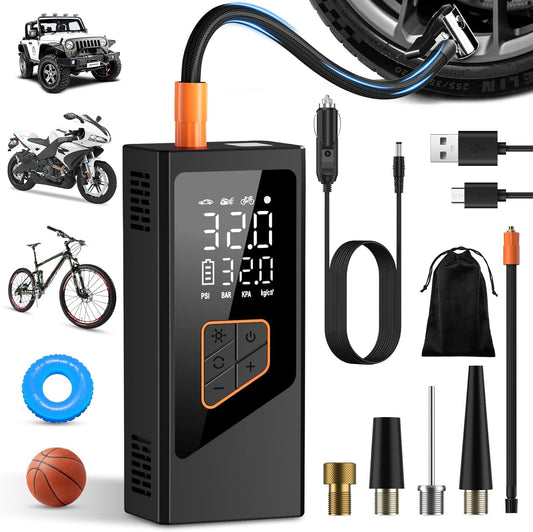 Elektrische Luftpumpe- Akku Kompressor 7800Mah, 150PSI Akku Luftpumpe, Kompakte Elektrischer Kompressor Fahrradpumpe Und Aufpumpbare Produkt Mit Manometer Für Auto Fahrrad Motorrad Bälle
